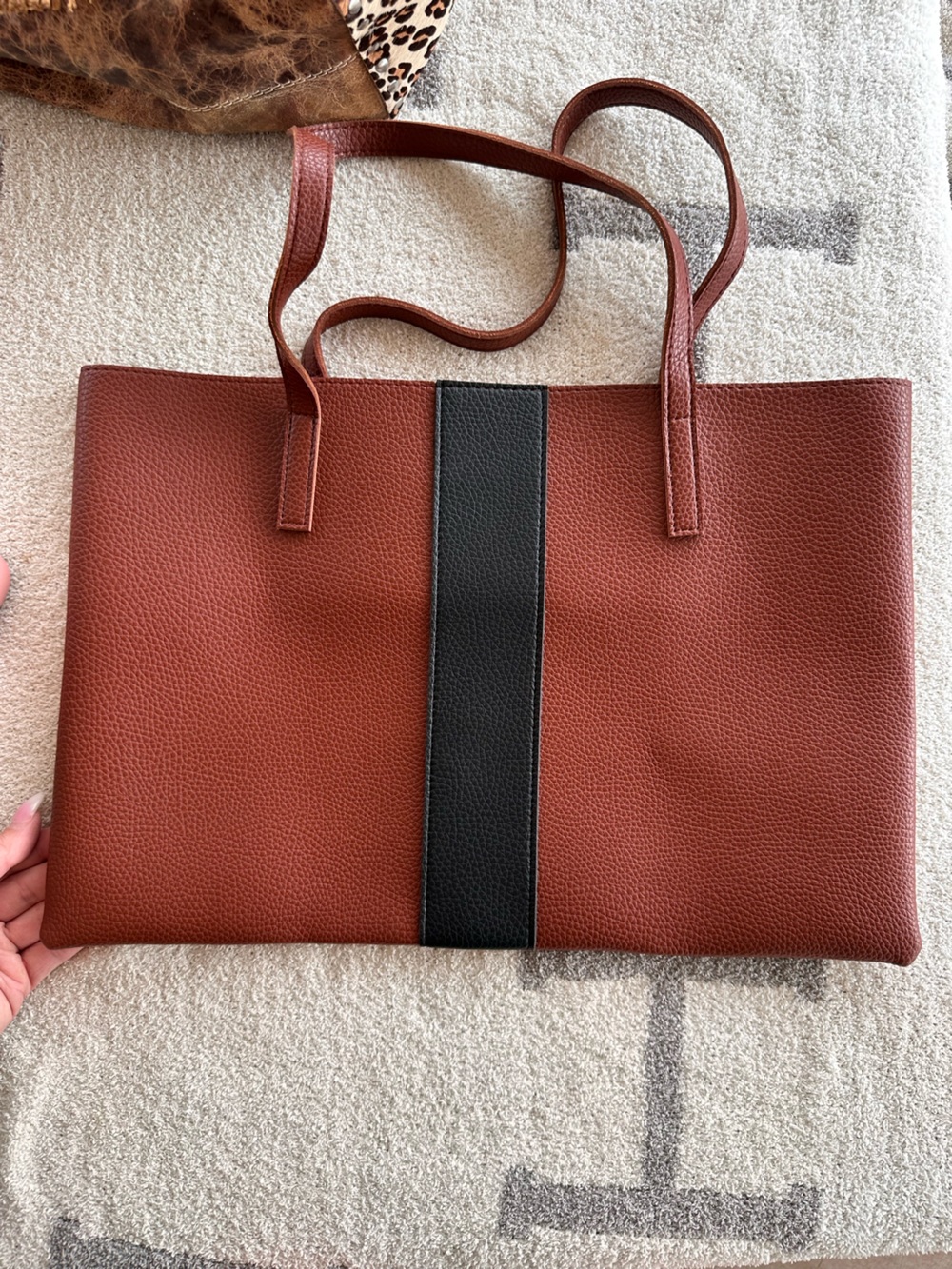 Brown and Black Vince Camuto Tote Bag